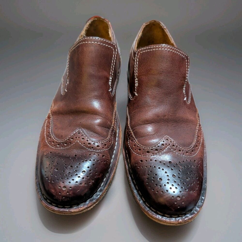Sebago Brattle Slip On Brown Leather Wingtip Brogue Loafers Men's 9.5D B190011